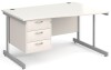 Gentoo Wave Desk with 3 Drawer Pedestal and Single Upright Leg 1400 x 990mm - White