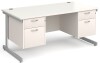 Gentoo Rectangular Desk with Single Cantilever Legs, 2 and 2 Drawer Fixed Pedestals - 1600mm x 800mm - White