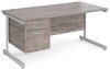 Gentoo Rectangular Desk with Single Cantilever Legs and 2 Drawer Fixed Pedestal - 1600mm x 800mm - Grey Oak