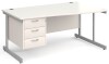 Gentoo Wave Desk with 3 Drawer Pedestal and Single Upright Leg 1600 x 990mm - White