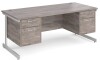 Gentoo Rectangular Desk with Single Cantilever Legs, 2 and 2 Drawer Fixed Pedestals - 1800mm x 800mm - Grey Oak