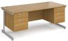 Gentoo Rectangular Desk with Single Cantilever Legs, 2 and 2 Drawer Fixed Pedestals - 1800mm x 800mm - Oak