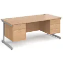 Gentoo Rectangular Desk with Single Cantilever Legs, 2 and 3 Drawer Fixed Pedestals - 1800mm x 800mm