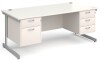 Gentoo Rectangular Desk with Single Cantilever Legs, 2 and 3 Drawer Fixed Pedestals - 1800mm x 800mm - White