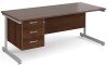 Gentoo Rectangular Desk with Single Cantilever Legs and 3 Drawer Fixed Pedestal - 1800mm x 800mm - Walnut