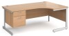 Gentoo Corner Desk with 2 Drawer Pedestal and Single Upright Leg 1800 x 1200mm - Beech