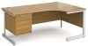 Gentoo Corner Desk with 2 Drawer Pedestal and Single Upright Leg 1800 x 1200mm - Oak