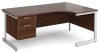Gentoo Corner Desk with 2 Drawer Pedestal and Single Upright Leg 1800 x 1200mm - Walnut