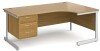 Gentoo Corner Desk with 3 Drawer Pedestal and Single Upright Leg 1800 x 1200mm - Oak