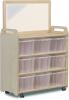 Millhouse Mobile Shelf Unit with Top Mirror Add-on & 9 Clear Tubs