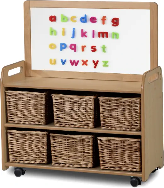 Millhouse Mobile Unit with Top Magnetic Whiteboard Add-on 6 Baskets