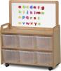 Millhouse Mobile Unit with Top Magnetic Whiteboard Add-on with 6 Clear Tubs