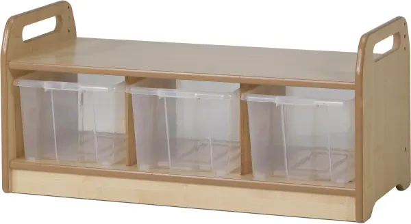 Millhouse Low Level Storage Bench with 3 Clear Tubs