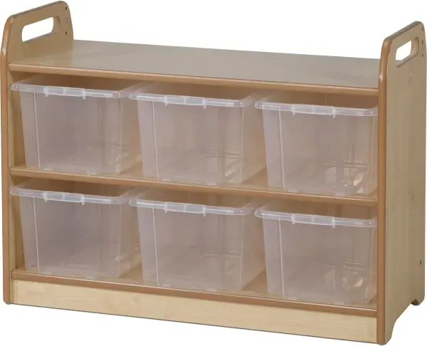 Millhouse Shelf Unit with Display/Mirror Back & 6 Clear Tubs