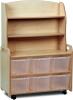 Millhouse Mobile Welsh Dresser Display Storage with 6 Clear Tubs