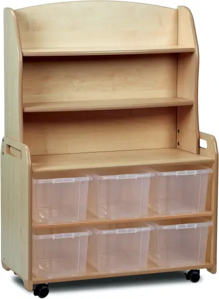 Millhouse Mobile Welsh Dresser Display Storage with 6 Clear Tubs