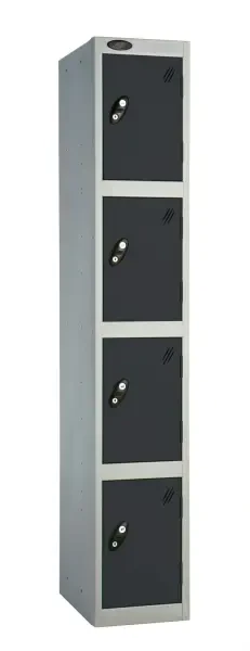 Probe 4 Door Single Steel Locker - 1780 x 305 x 380mm - Black (RAL 9004)