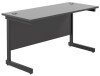 TC Single Upright Rectangular Desk with Single Cantilever Legs - 1400mm x 600mm - Black