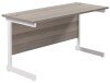 TC Single Upright Rectangular Desk with Single Cantilever Legs - 1400mm x 600mm - Grey Oak