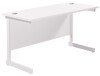 TC Single Upright Rectangular Desk with Single Cantilever Legs - 1400mm x 600mm - White