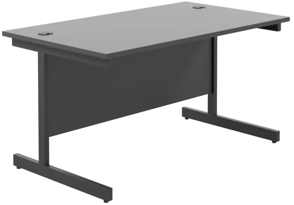 TC Single Upright Rectangular Desk with Single Cantilever Legs - 1400mm x 800mm - Black