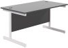 TC Single Upright Rectangular Desk with Single Cantilever Legs - 1400mm x 800mm - Black