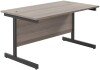 TC Single Upright Rectangular Desk with Single Cantilever Legs - 1400mm x 800mm - Grey Oak