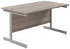 TC Single Upright Rectangular Desk with Single Cantilever Legs - 1400mm x 800mm - Grey Oak