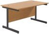 TC Single Upright Rectangular Desk with Single Cantilever Legs - 1400mm x 800mm - Nova Oak