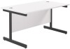 TC Single Upright Rectangular Desk with Single Cantilever Legs - 1400mm x 800mm - White