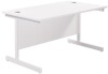 TC Single Upright Rectangular Desk with Single Cantilever Legs - 1400mm x 800mm - White