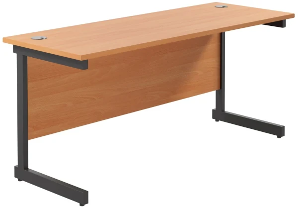 TC Single Upright Rectangular Desk with Single Cantilever Legs - 1600mm x 600mm - Beech