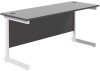 TC Single Upright Rectangular Desk with Single Cantilever Legs - 1600mm x 600mm - Black