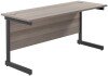 TC Single Upright Rectangular Desk with Single Cantilever Legs - 1600mm x 600mm - Grey Oak