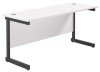 TC Single Upright Rectangular Desk with Single Cantilever Legs - 1800mm x 600mm - White