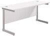 TC Single Upright Rectangular Desk with Single Cantilever Legs - 1600mm x 600mm - White