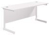 TC Single Upright Rectangular Desk with Single Cantilever Legs - 1800mm x 600mm - White