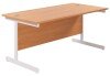 TC Single Upright Rectangular Desk with Single Cantilever Legs - 1600mm x 800mm - Beech