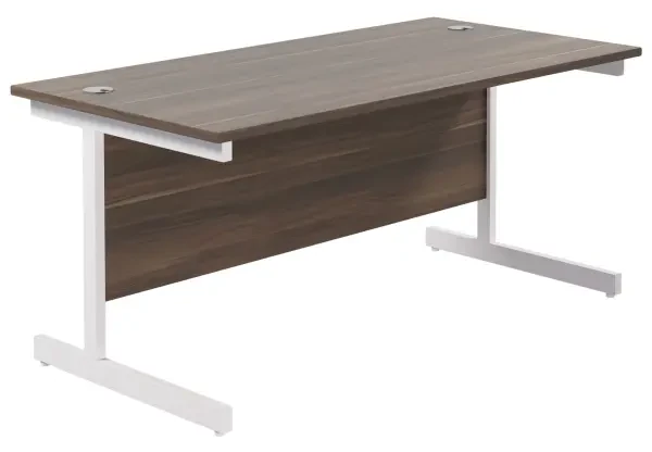 TC Single Upright Rectangular Desk with Single Cantilever Legs - 1600mm x 800mm - Dark Walnut (8-10 Week lead time)