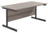 TC Single Upright Rectangular Desk with Single Cantilever Legs - 1600mm x 800mm - Grey Oak