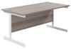 TC Single Upright Rectangular Desk with Single Cantilever Legs - 1600mm x 800mm - Grey Oak