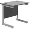 TC Single Upright Rectangular Desk with Single Cantilever Legs - 800mm x 600mm - Black