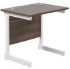 TC Single Upright Rectangular Desk with Single Cantilever Legs - 800mm x 600mm - Dark Walnut (8-10 Week lead time)