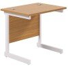 TC Single Upright Rectangular Desk with Single Cantilever Legs - 800mm x 600mm - Nova Oak