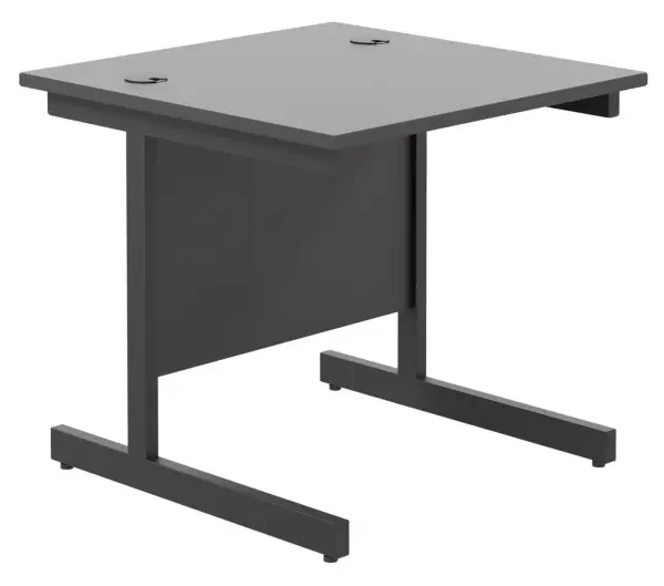 TC Single Upright Rectangular Desk with Single Cantilever Legs - 800mm x 800mm - Black