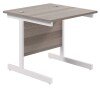 TC Single Upright Rectangular Desk with Single Cantilever Legs - 800mm x 800mm - Grey Oak