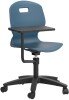 Arc Swivel Fixed Chair with Arm Tablet - 820-890mm Seat Height - Steel Blue