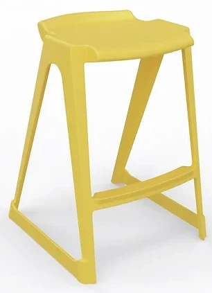 Spaceforme EN One Skidbase Low Back Stool - 610mm - Banana Yellow