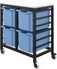 Titan 4 Draw Extra Deep F25 Tray Royal Blue Mobile Storage Unit Black Frame White Top