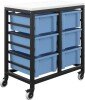 Titan 6 Draw Deep F2 Tray Royal Blue Mobile Storage Unit Black Frame White Top